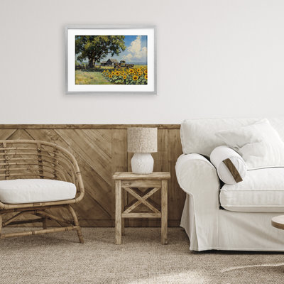 Sunflower Pickup by Old Barn Framed Print Under Glass, design by Franklyn Gregory