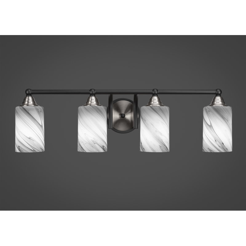 Michell 4-Light Bath Bar, Matte Black/Brushed Nickel