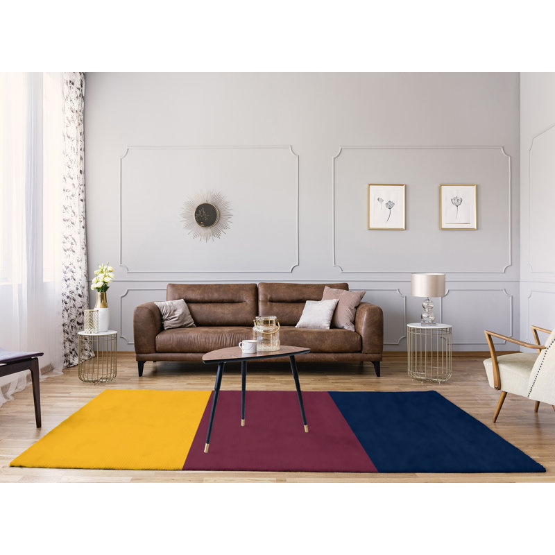Tapis à rayures or/vin/bleu marine, Rectangle 8 pi x 10 pi