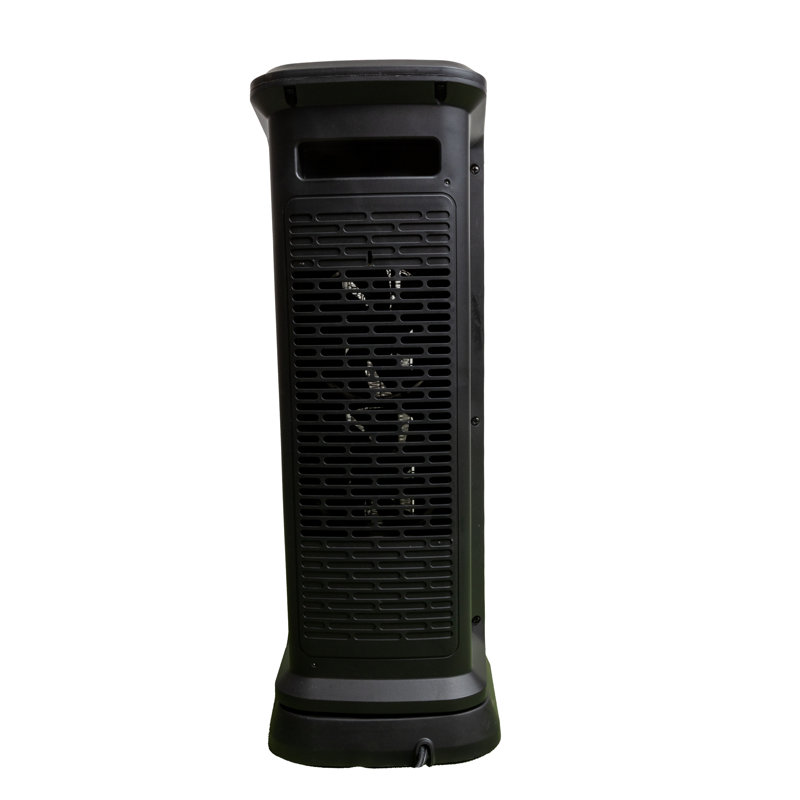 Black Ceramic Electric Tower Heater with Thermostat and Automatic Shut-off