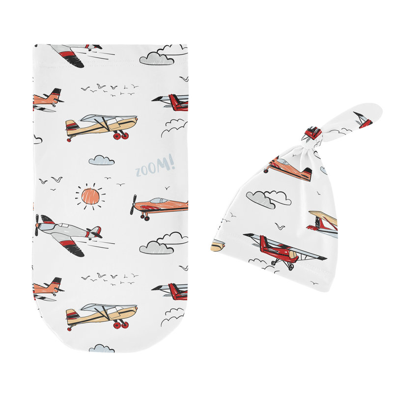 Ensemble de sac de couchage rouge et bleu Air Baby Baby Cocoon et Bonnet par Sweet Jojo Designs