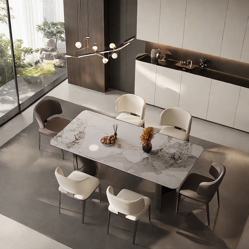 Ensembles de table de salle à manger en pierre frittée durable., H 29,53 po x L 62,99 po x l 31,5 po