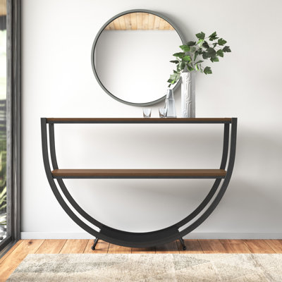 Austyn Blakes Rustic Industrial Style Antique Textured Finish Metal Distressed Wood Console Table