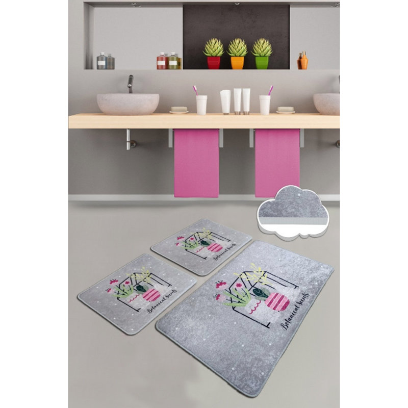 Ensemble de tapis de bain de luxe (3 pièces) en polyester antibactérien doux de 23,6 po x 39,4 po et de 19,7 po x 23,6 po | Dessous antidérapant, 700 g / m² | Lavable à la machine, idéal pour le confort et la sécurité de la salle de bain