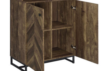 Armoire Ã  vin en finition chÃªne rustique Ã  2 portes, buffet de rangement de style Harlie