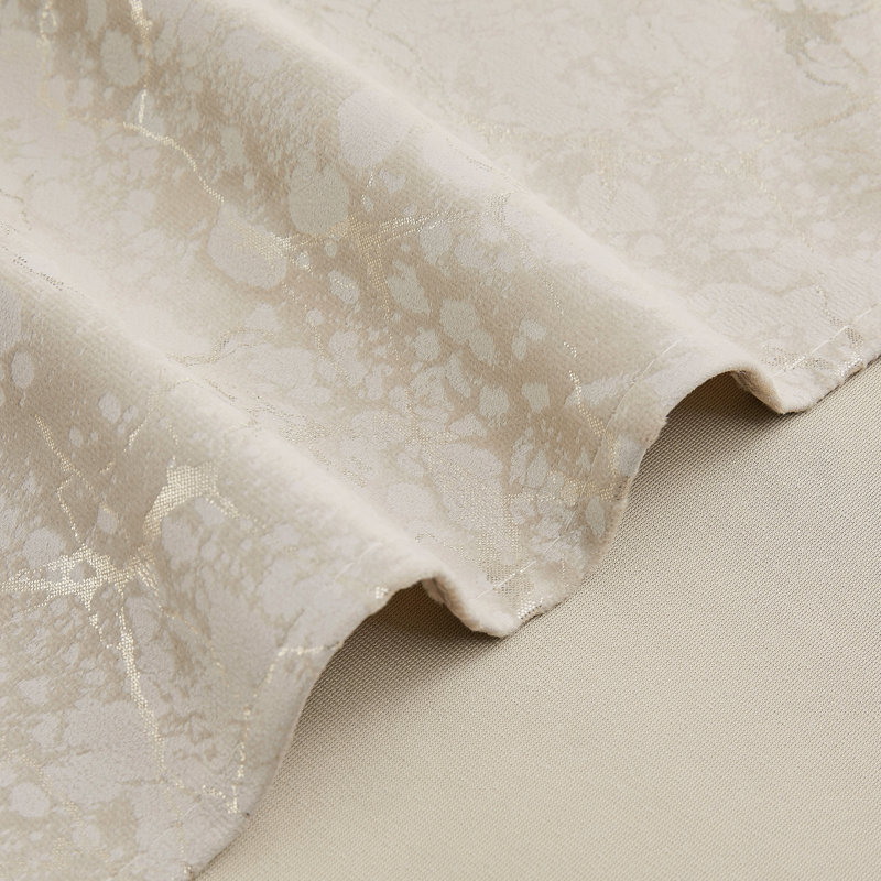 Deavion Velvet Curtains Metal Grommets Room Darkening with Gold Foil Print 2 Panel Set, 40" W x 90" L, Cream
