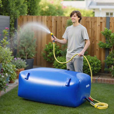 Water Storage Bladder, 540L Portable & Collapsible Water Storage Bag, Wear-Resistant 1000D PVC Soft Waters Bag, Leakproof Camping Tank Containers for Garden Irrigation RV Emergency Use, Blue