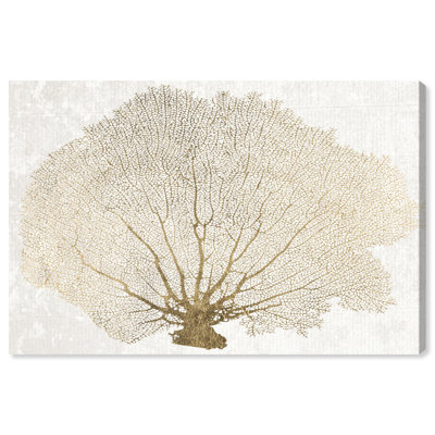 Nautical and Coastal Gold Coral Fan Marine Life by Oliver Gal - Graphic Art Print