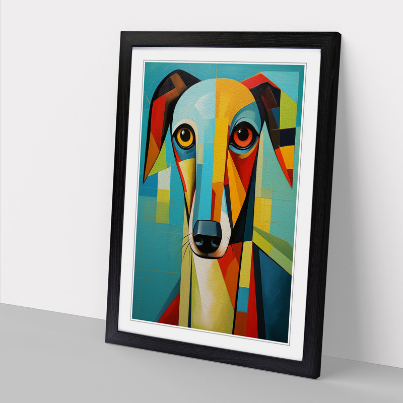 XYZ-FRM-V1223-1676 Whippet Constructivism No.2 - Single Picture Frame Print on Wood, Black, 46cm H x 34cm W x 2cm D