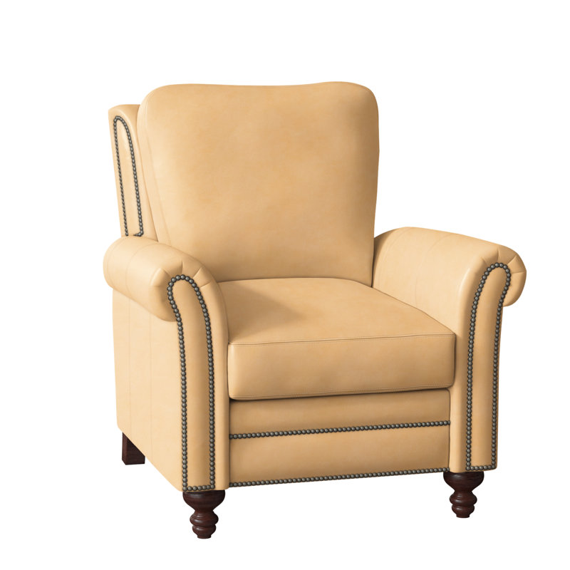 Richardson Recliner, Aline Fumo Genuine Leather, Mahogany, Pewter