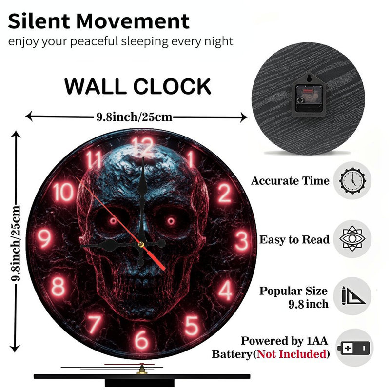 Horloge crâne rouge