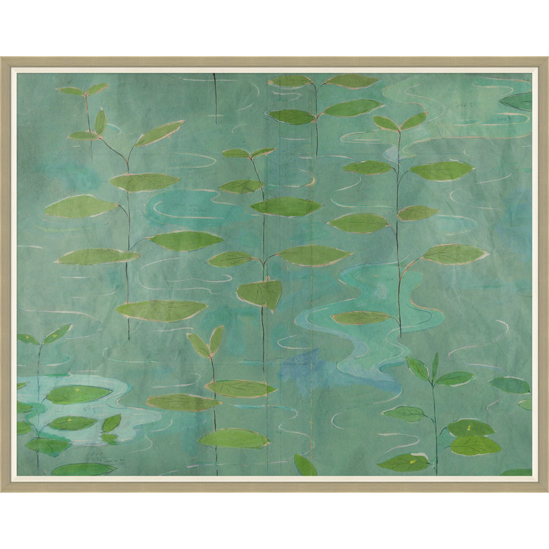 Large Silver Framed Green and Blue Lilies Print