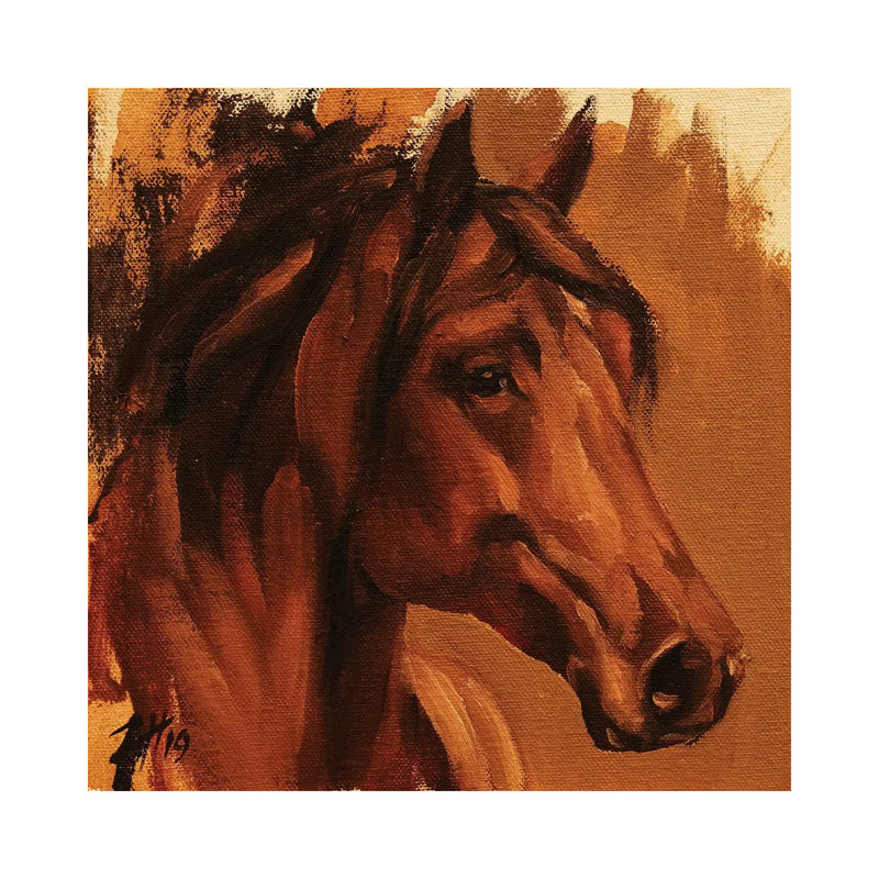 Equine Head Arab Chestnut (study 27) by Zil Hoque - Gallery-Wrapped Canvas Giclée on Canvas, 45.72 cm H x 45.72 cm W