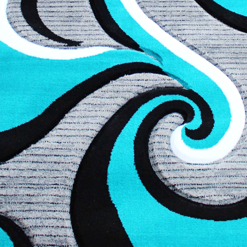 Tapis à motif abstrait tourbillon Skaghe, Tapis de couloir 2 pi 9 po x 10 pi