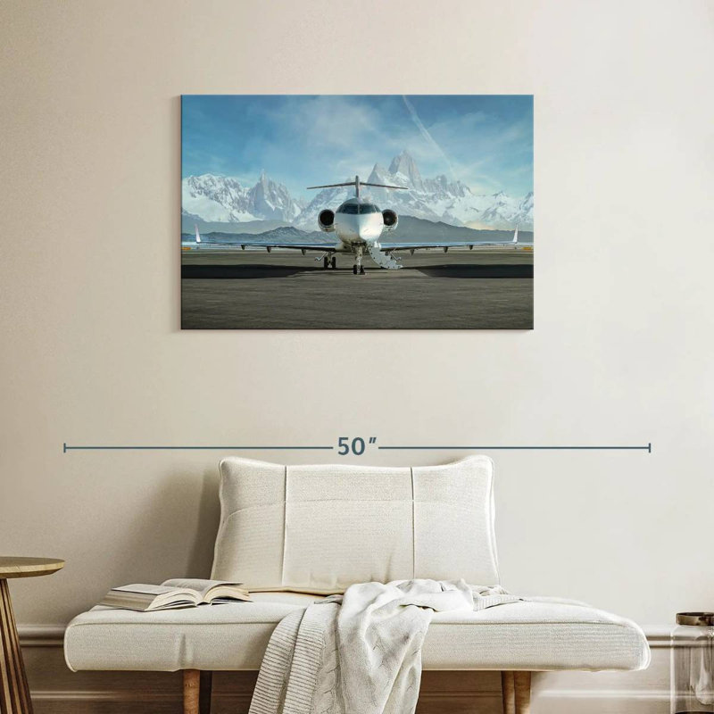 Mehar Snowy Mountains Private Jet, 24" H x 36" W