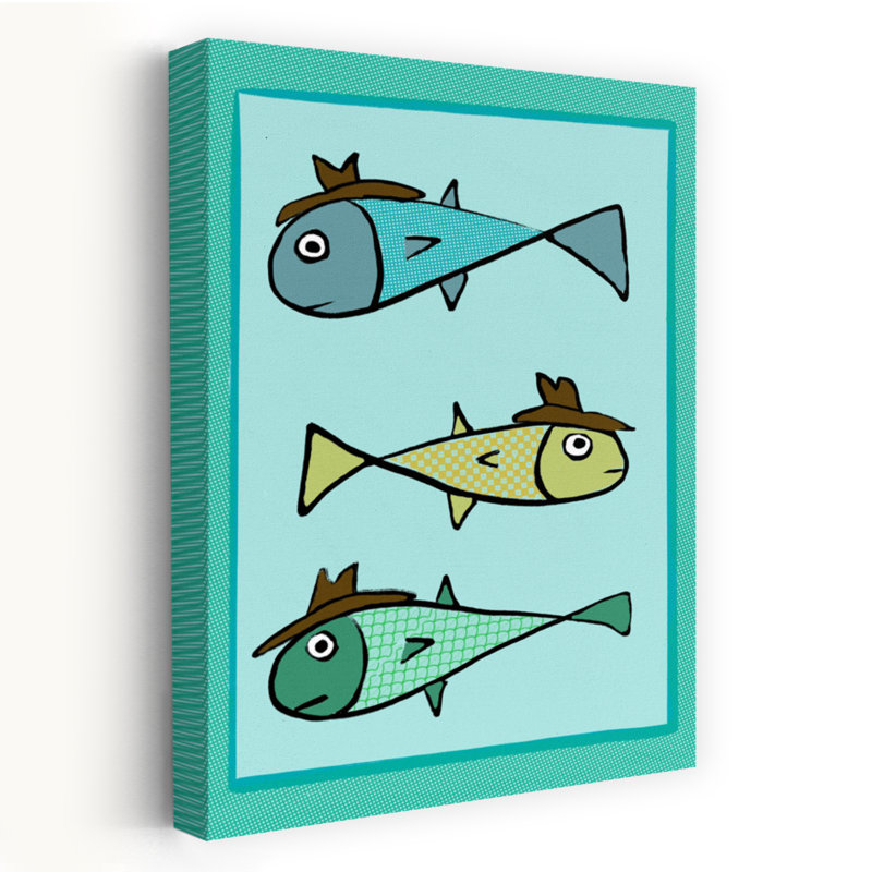 Poisson à chapeau fantaisiste, coloré, enjoué et vibrant, impression d'art mural sur le thème de l'océan, H 36 po x l 24 po