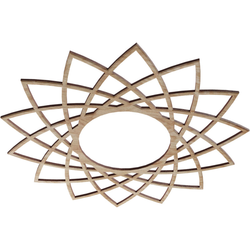 Médaillon de plafond 22 "x 22" x 8 1/2 "x P 3/8" Eleanor, Chêne rouge, H 20 po x l 20 po x P 0,38 po