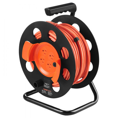 Enrouleur de rallonge, avec 4 prises et couvercle anti-poussière, cordon d'alimentation 14AWG SJTOW robuste