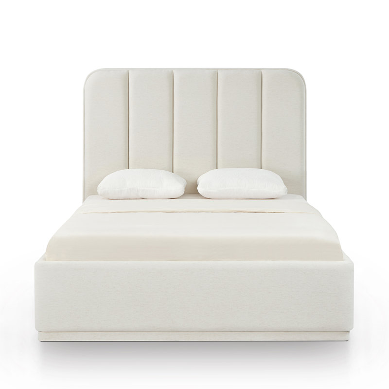 Grand lit en chenille crème Parker, Grand lit, Crème