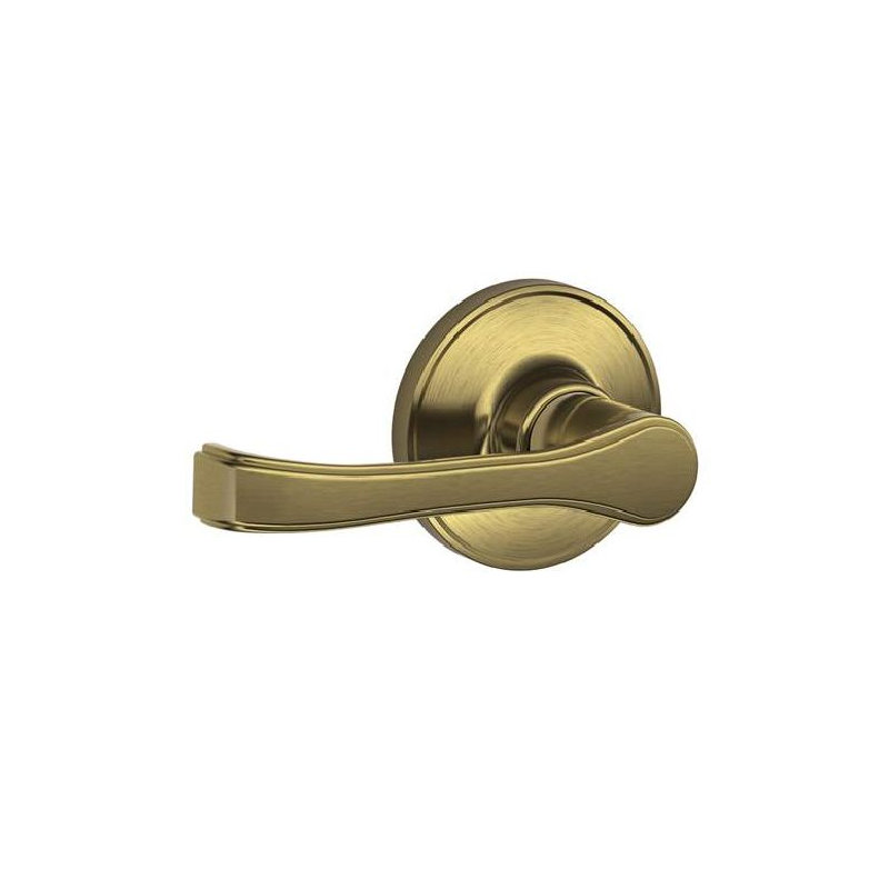 J Series Door Lever with Rosette, Antique Brass, Passage