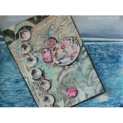One-of-a-Kind original diamant rose et paillettes par Nancy Staub Laughlin - peinture