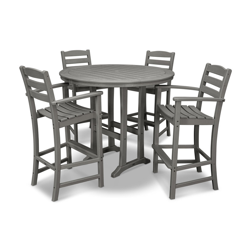POLYWOOD La Casa Café 5-Piece Bar Dining Set, Slate Gray