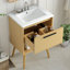 Meuble-lavabo 24 po avec lavabo, armoire de salle de bain multifonctionnelle avec tiroir, panneau de fibres à densité moyenne, naturel