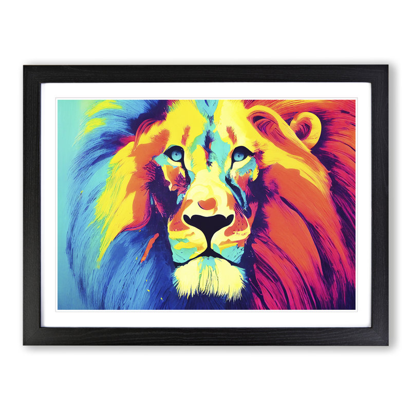 Splashed Lion Vol.2 Abstract - Single Picture Frame Painting, Black, 34cm H x 46cm W x 2cm D