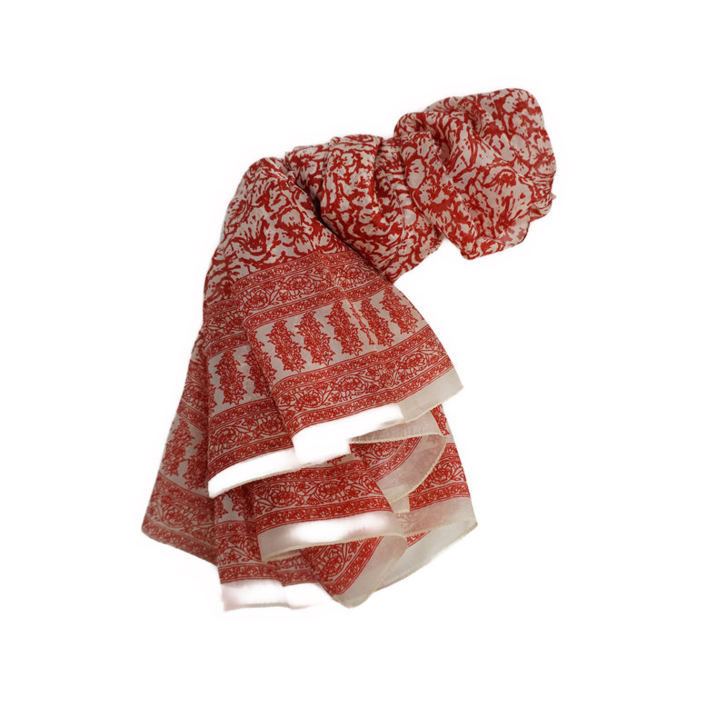 Foulard indien en soie 100% imprimé à la main