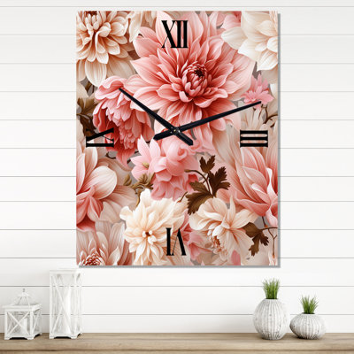 Pink And White Carnation Blossoming Grace - Floral Wall Clock