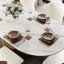 Table de salle à manger moderne minimaliste ovale avec plateau de table en pierre frittée-621156674-621156675