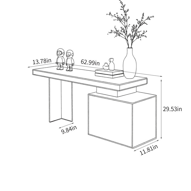 Table console multifonctionnelle en acrylique rouge., H 29,53 po x l 62,99 po x P 13,78 po