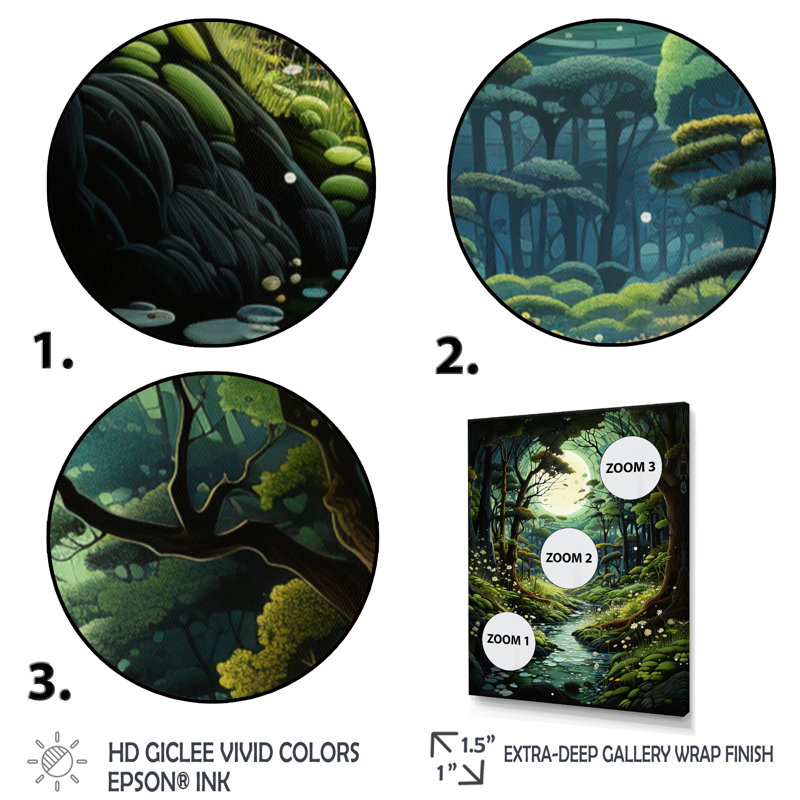 «Forest Enchanted Forest Pastoral I - Forest», art encadré, H 20 po x l 12 po x P 1 po, Encadrement argenté