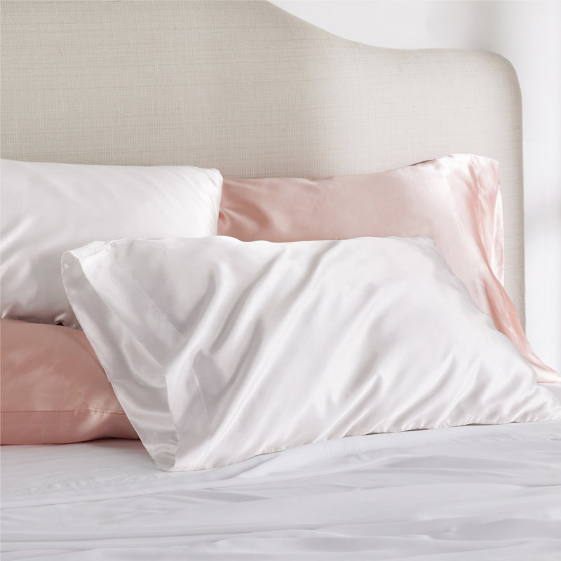 Satin Pillowcase Set 2-Piece for Hair and Skin, Standard Pillowcases, White