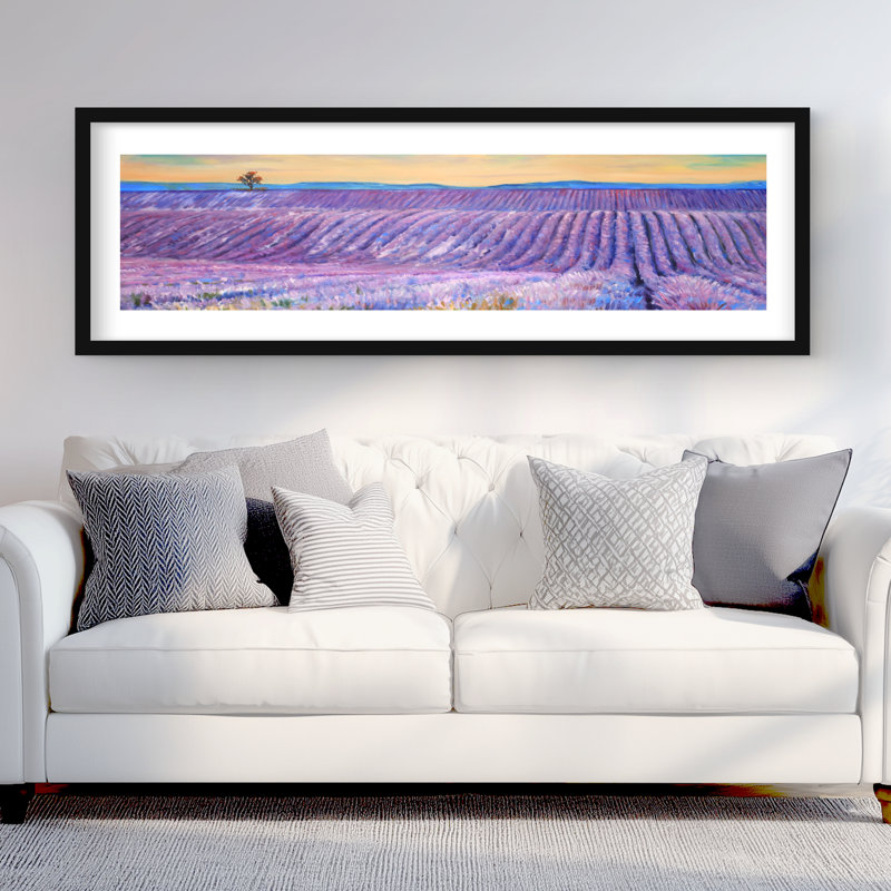 Paysage d'un champ de lavande - imprimé mauve contemporain