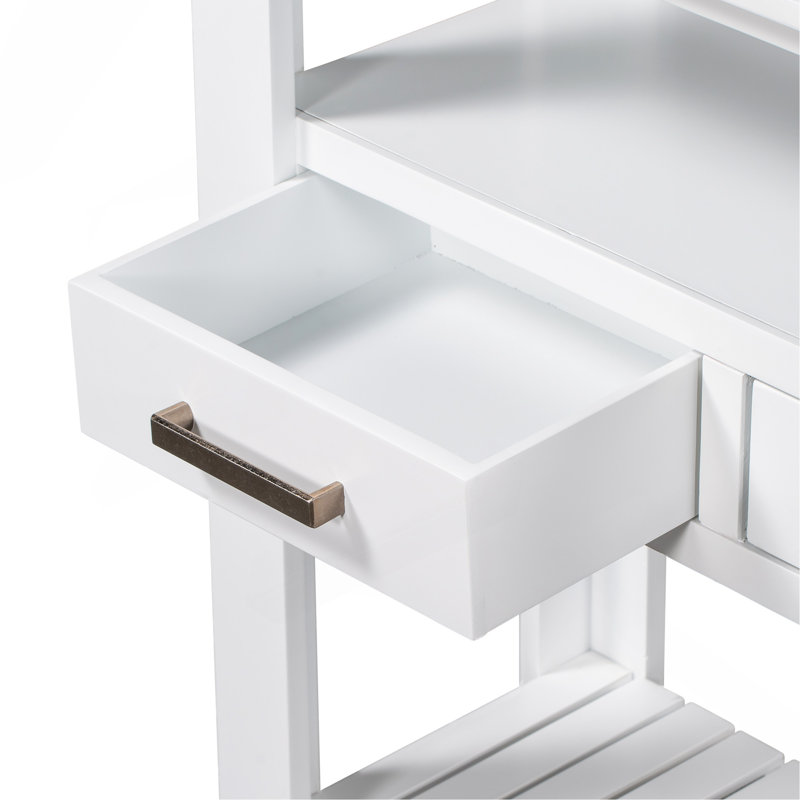 Table console moderne pour salon avec 4 tiroirs et 2 tablettes, Blanc