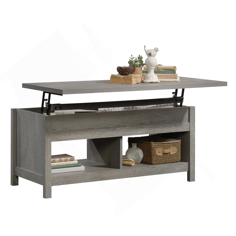 Table basse à plateau relevable, finition brune, Brun