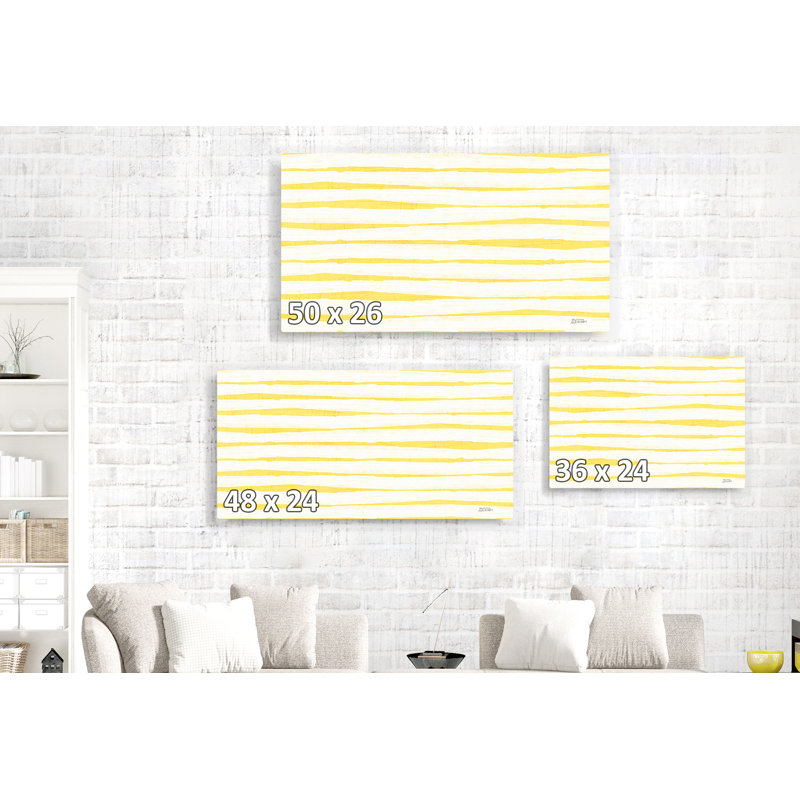 Yellow Stripes, Pattern, On White, Abstact, 16" H x 24" W x 1.5" D