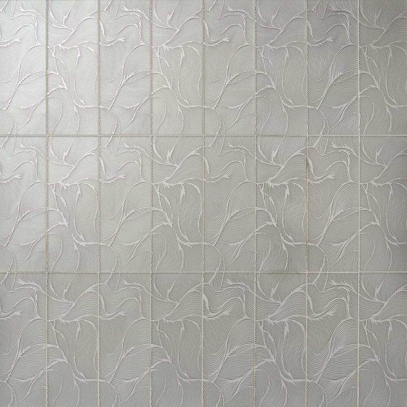 Sonya Waves 6x16 Frosted Glass Tile, Sterling Gray