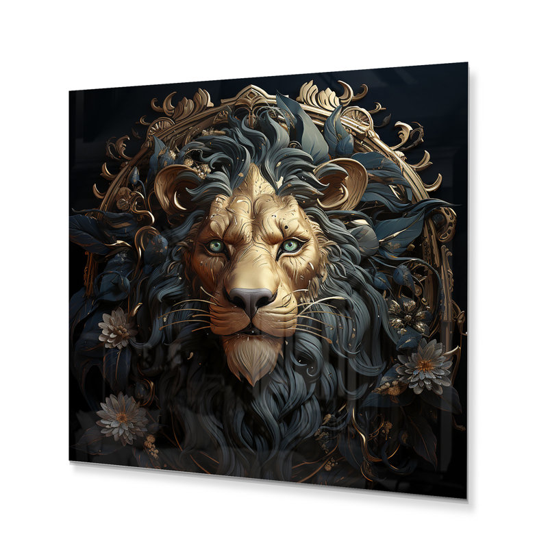 «Majestic Lion I», reproduction d'art sur métal, H 16 po x l 16 po x P 1 po
