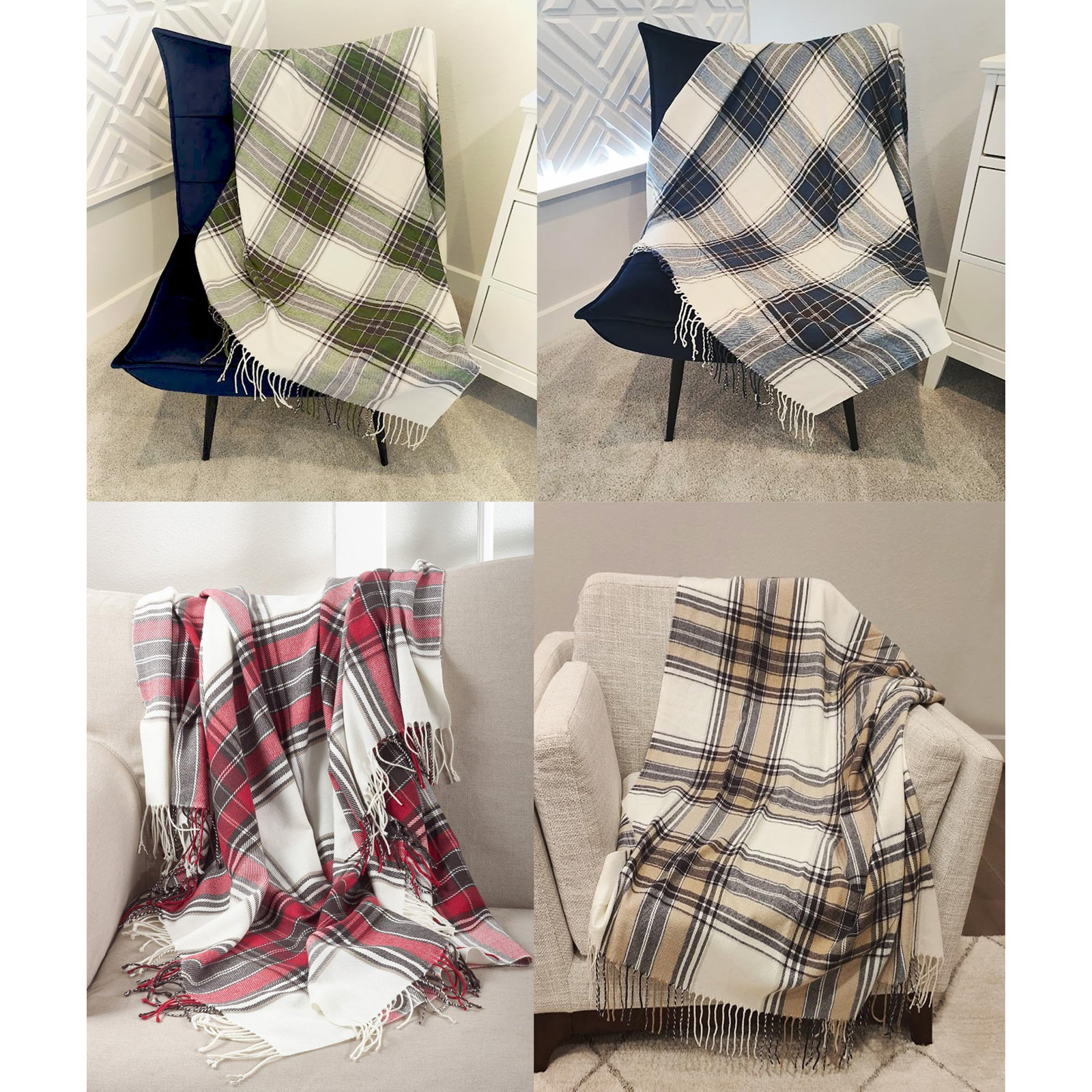 Sevan Collection Hand Woven Throw Blanket, Green