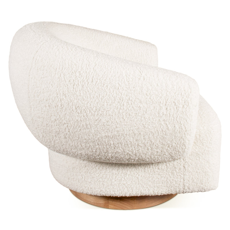 Bruford Swivel Barrel Chair, White Cotton Blend
