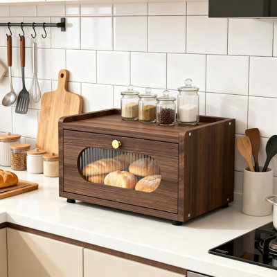 Boîte à pain pour comptoir de cuisine, contenant en bois pour boîte à pain, petite boîte à pain de comptoir rétro, bac de rangement empilable Farmhouse