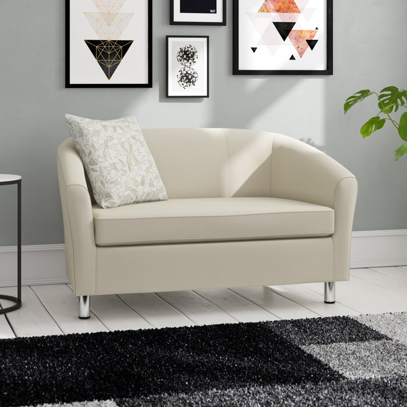 2 Seater Loveseat, Blue, Chrome