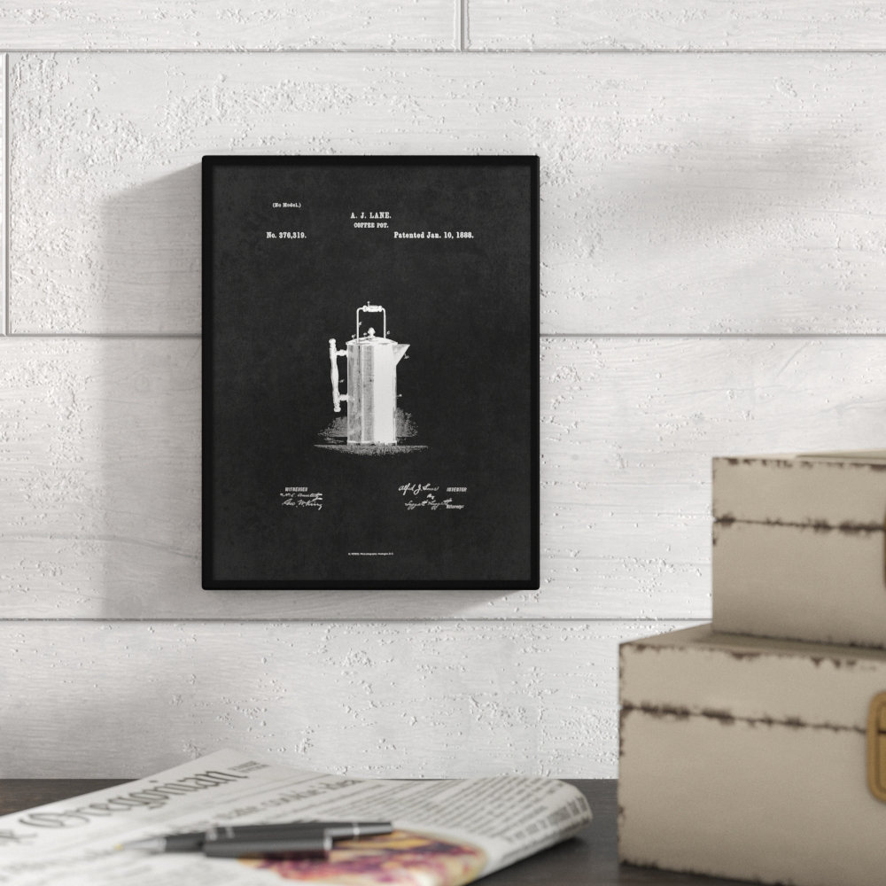 " 1888 Coffee Pot Vintage Patent Artwork " Gracie Oaks 