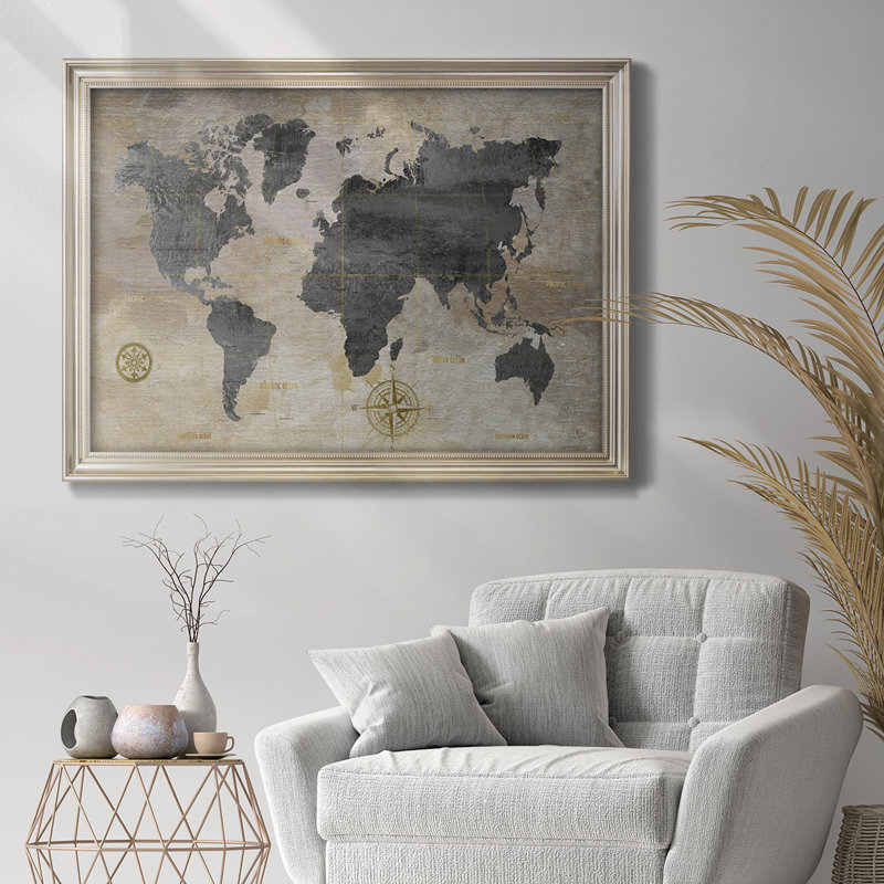 Carte du monde modélisée - reproduction d'art sur toile, L 25 po x H 21 po