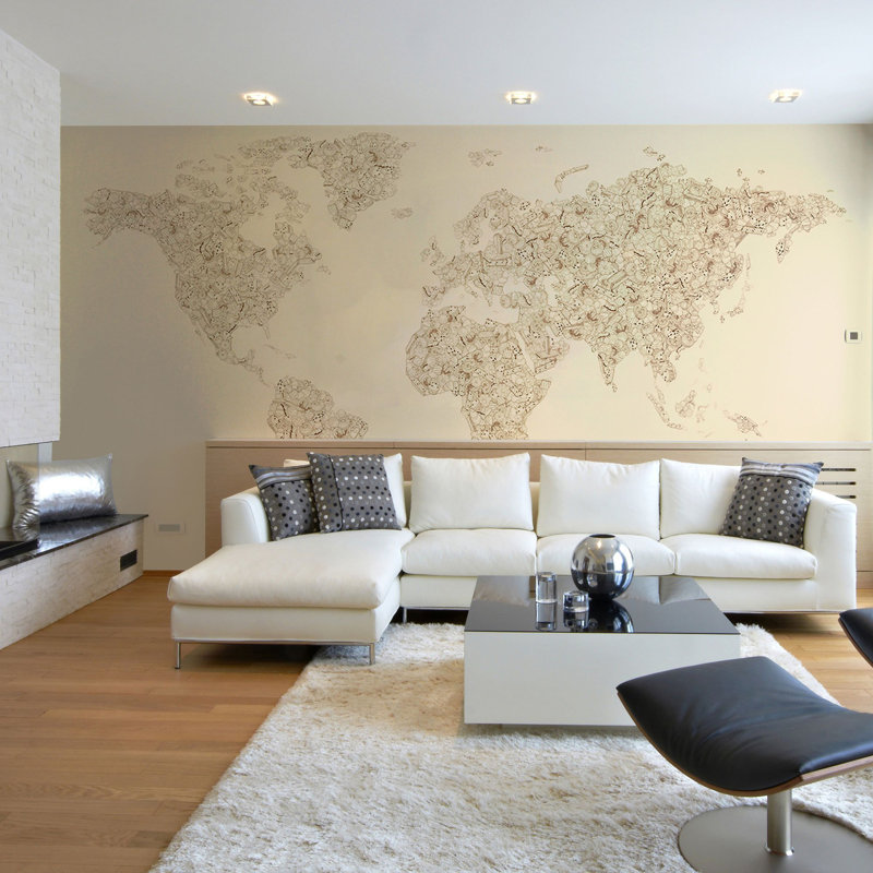 Panneau de papier peint Thorith Map, L 100,08 po x l 96 po