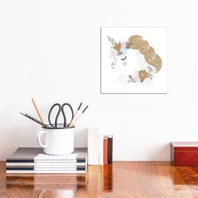 Super Unicorn Designs - Floral Unicorn 1 Piece Wrapped Canvas Wall Art