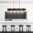 59in Rustic Wood & Metal Chandelier – 4-Light Industrial Ceiling Fixture in Black & Brown for Dining Room, Kitchen Island, or Farmhouse Decor