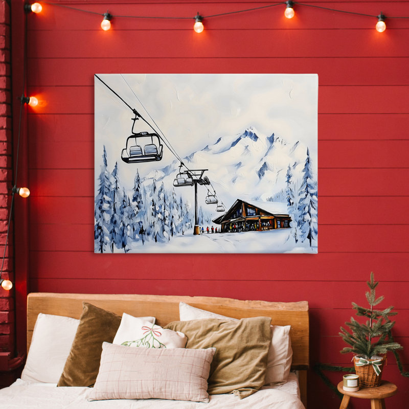 Toile de chalet de ski d'hiver, conception par Arlington Prints, H 30 po x l 40 po